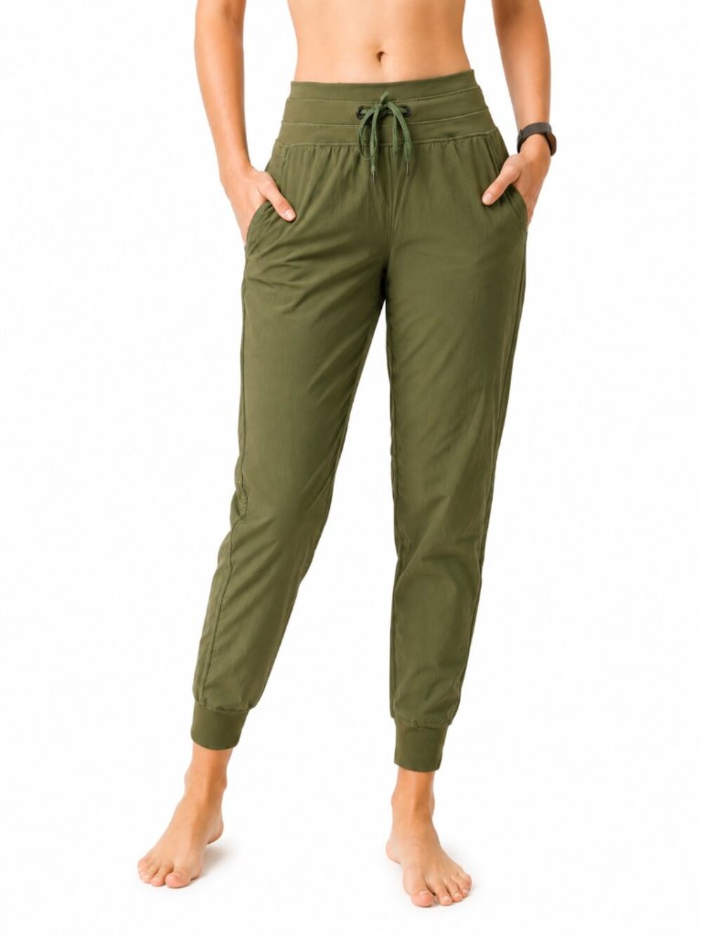 ZYIA Trail 28" Joggers Pants Olive Green Sz 14-16 Nylon Lightweight Athleisure
